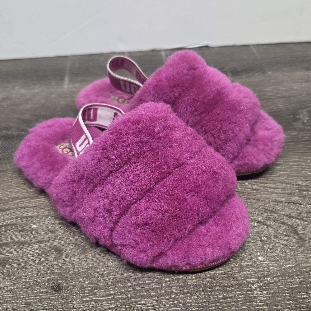 UGG Fluff Yeah Slide Pink Slingback Slippers Mules Kids Size 11